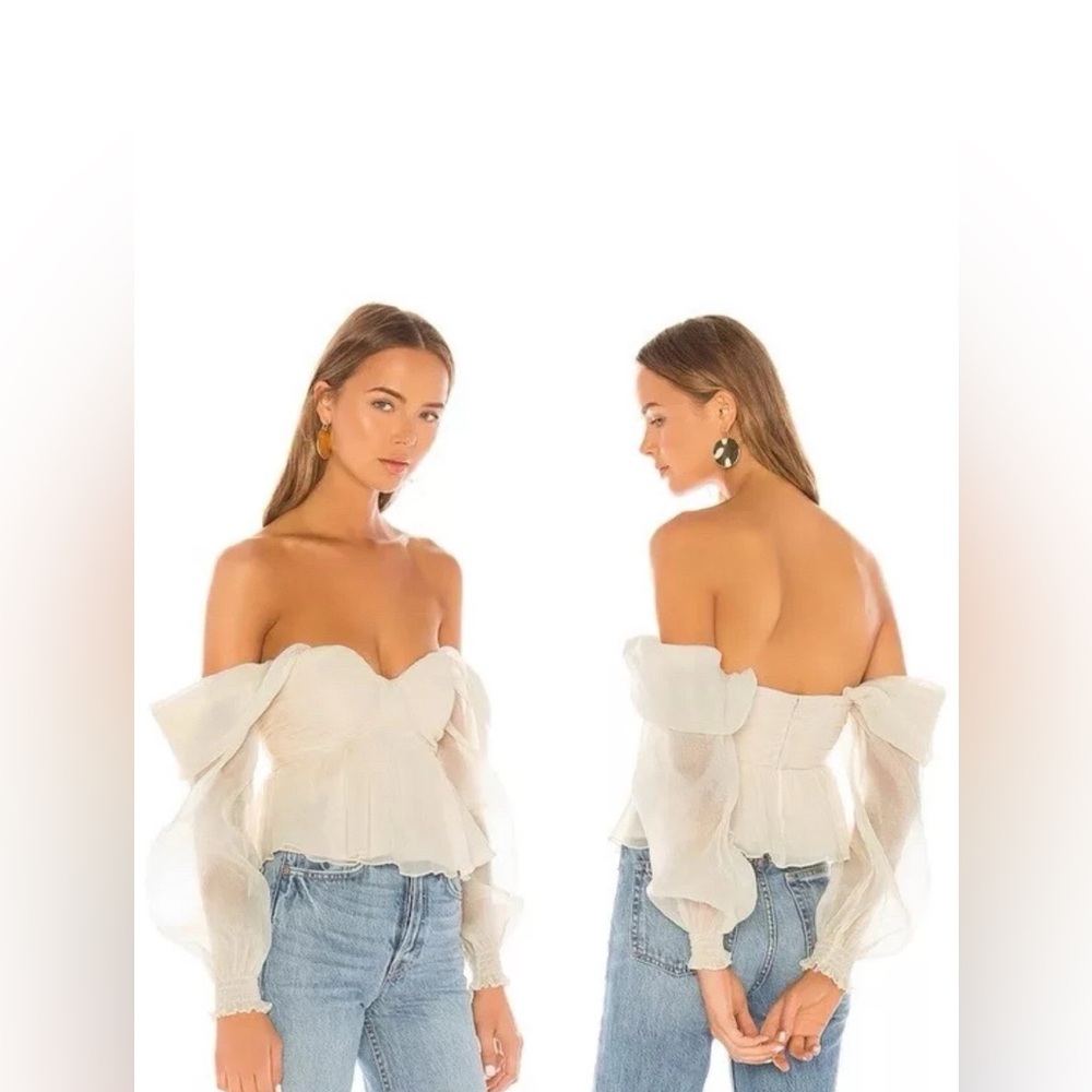 NWT House of Harlow 1960 x Revolve MEDIUM Burna Corset Blouse in Cream/ size M